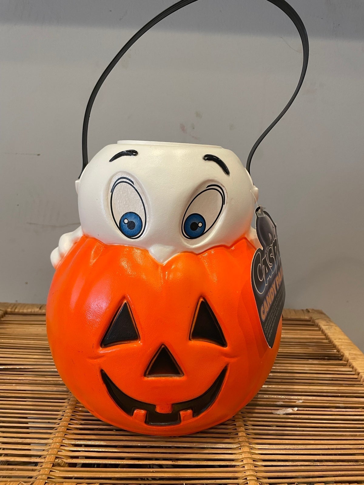 VTG Empire Casper Ghost Pumpkin Halloween Trick or Treat Bucket Blow Mold Pail