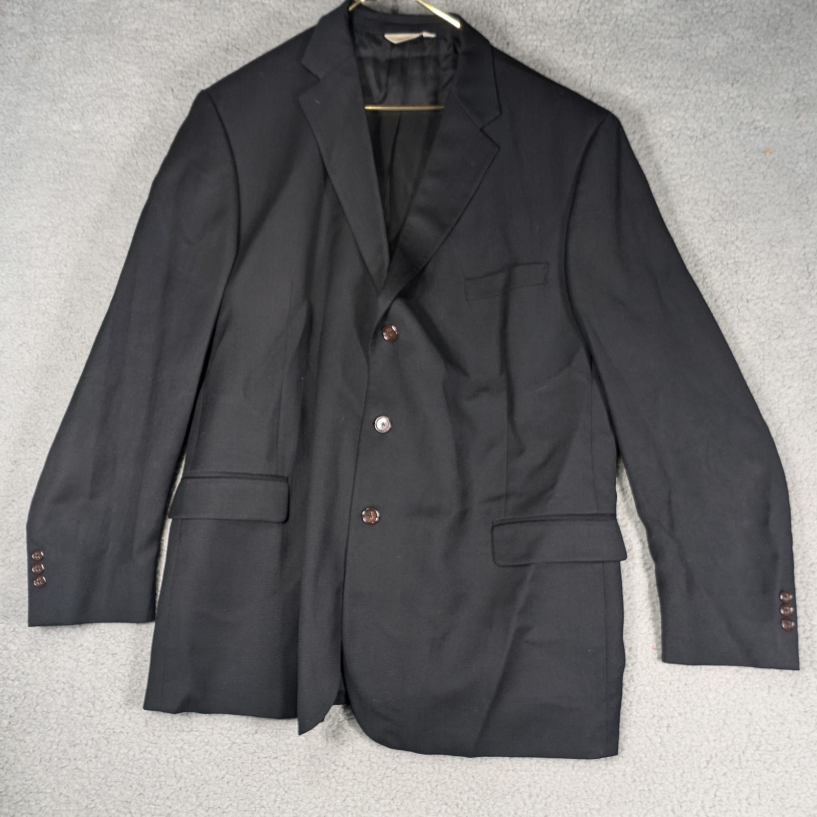 Pronto Uomo Sports Jacket Mens Size 52 Tall Black 100 Wool 3 Button Blazer Blazers sport coats