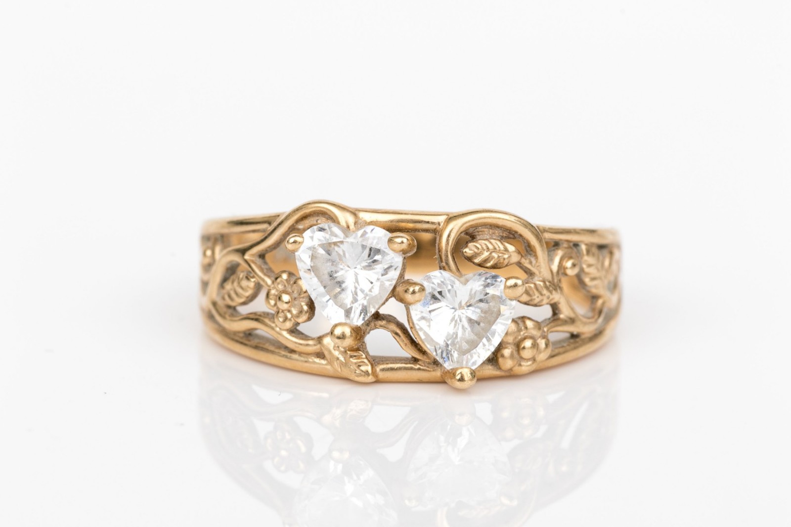14k Gold Double Heart Anniversary Ring sz 6.5