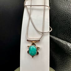 Vintage Sterling Turquoise Petite Slider Pendant with snake chain
