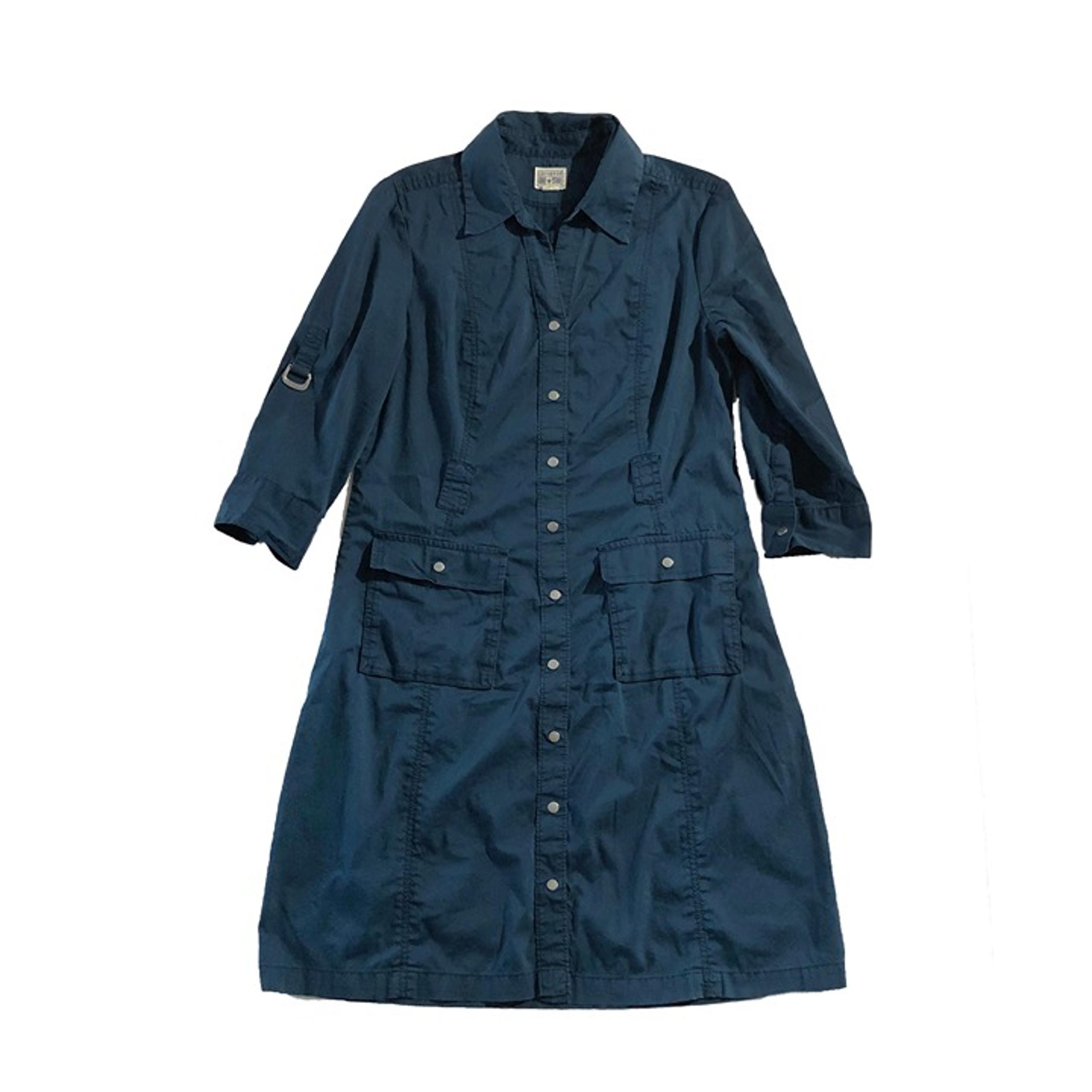 Converse Womens M Blue One Star ¾ Roll Sleeve Snap Front Collared Shirt Dress