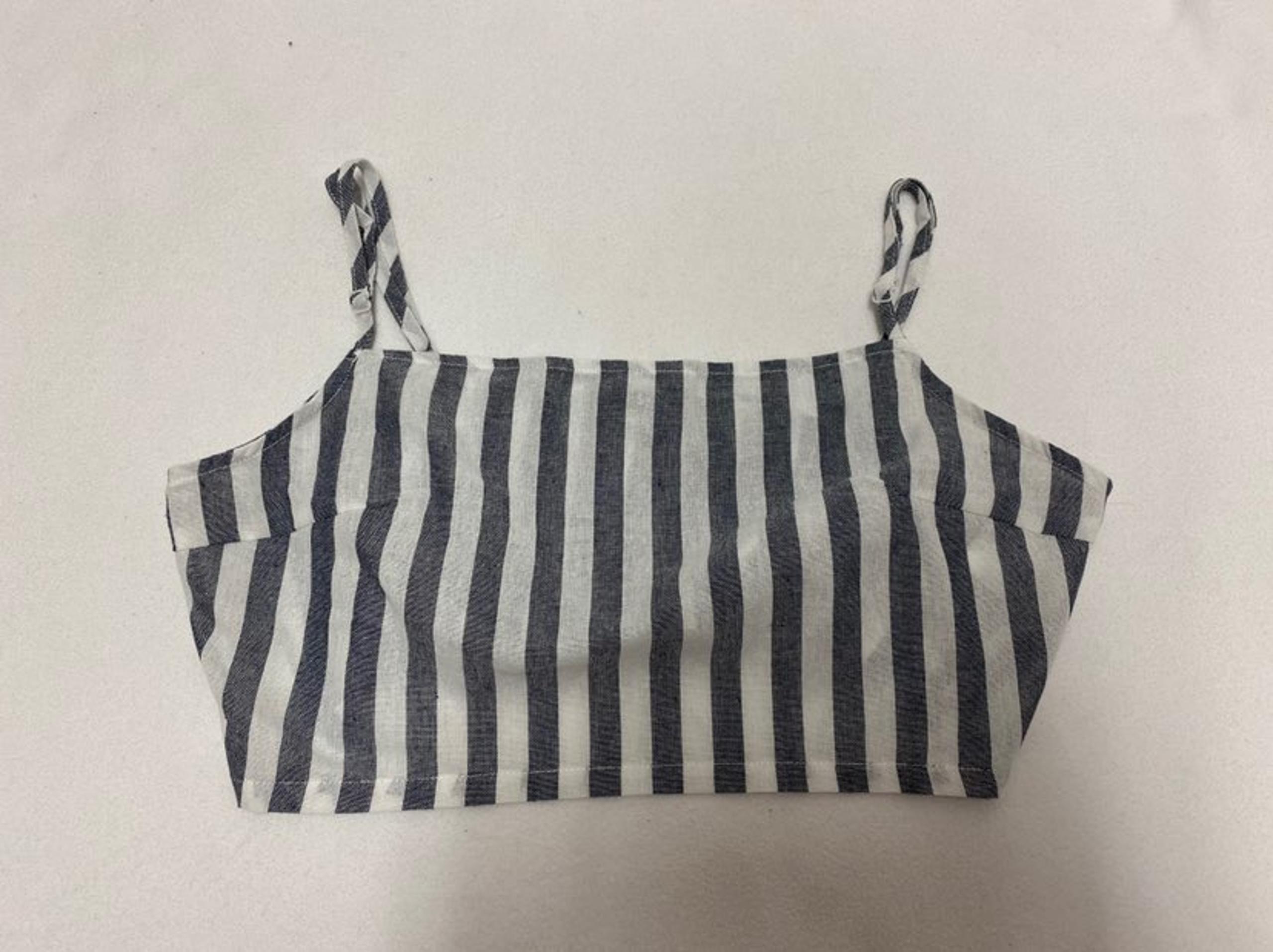 Shein blue white stripe crop top large