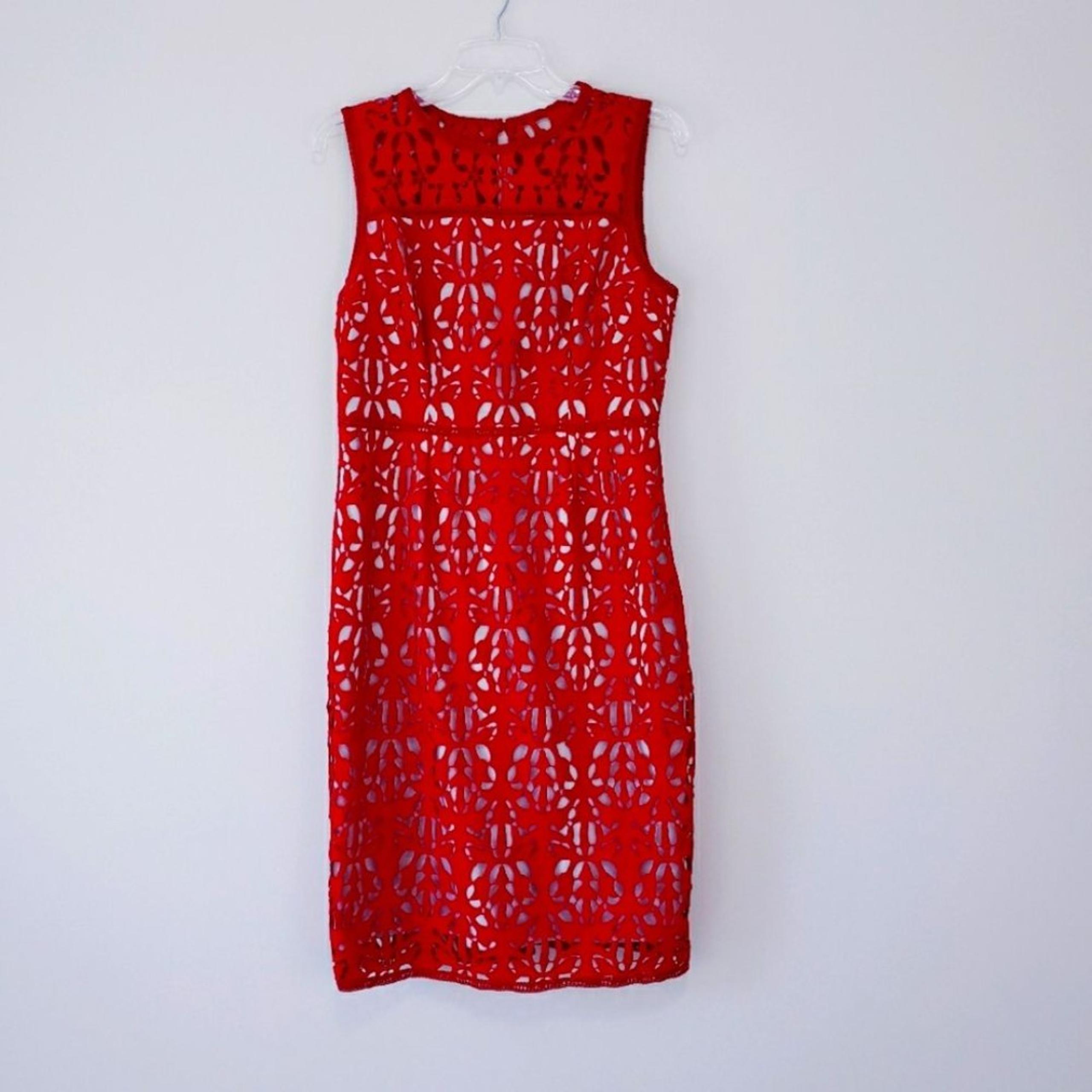 Worthington Red Lace Overlay Sheath Dress Size 12
