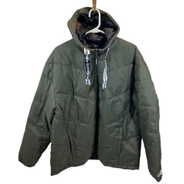 Brand New With Tags New Balance Hooded Green Puffer Tech Jacket Size 2XL