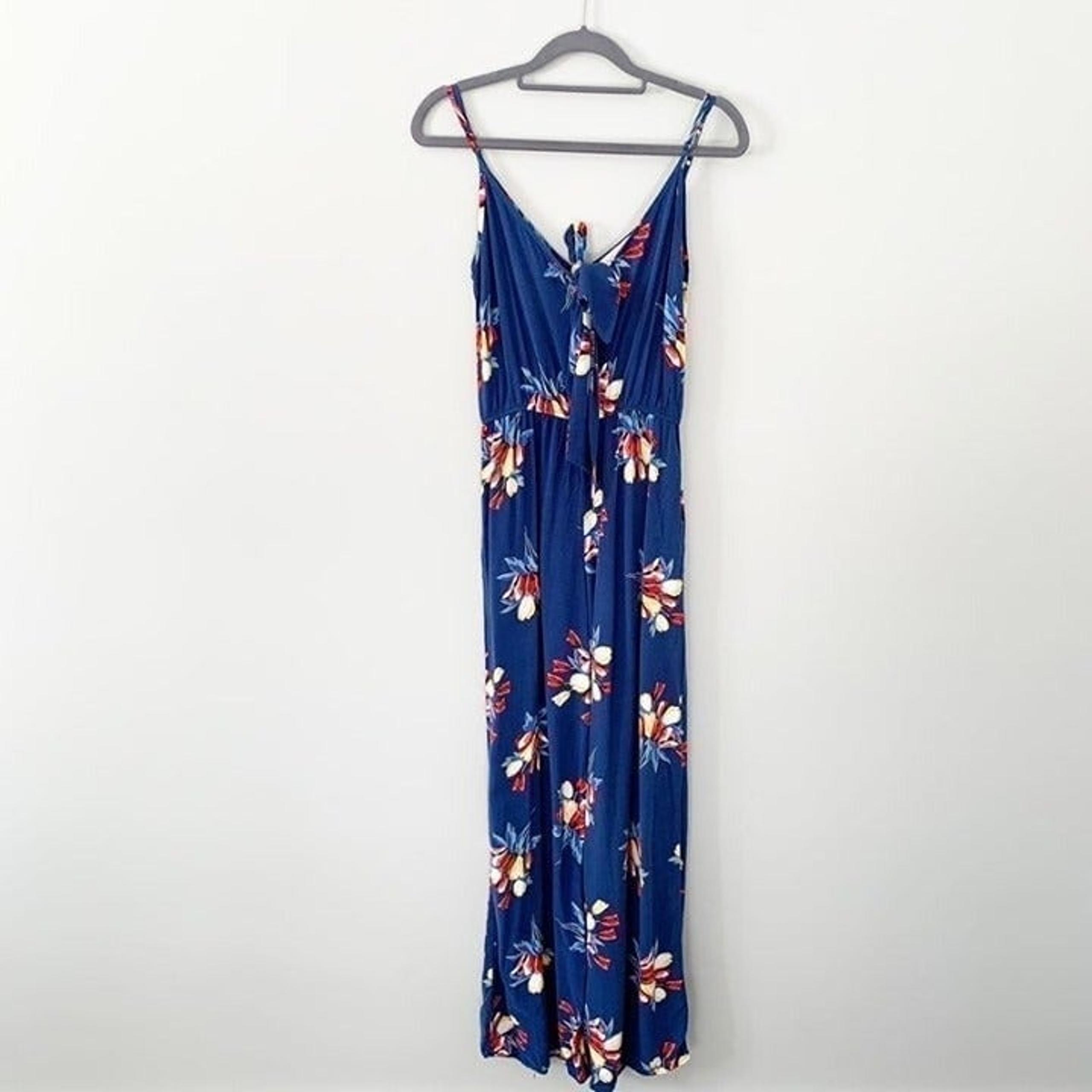 Band of Gpysies blue floral strappy pants jumpsuit with pockets - Small - Band of Gypsies