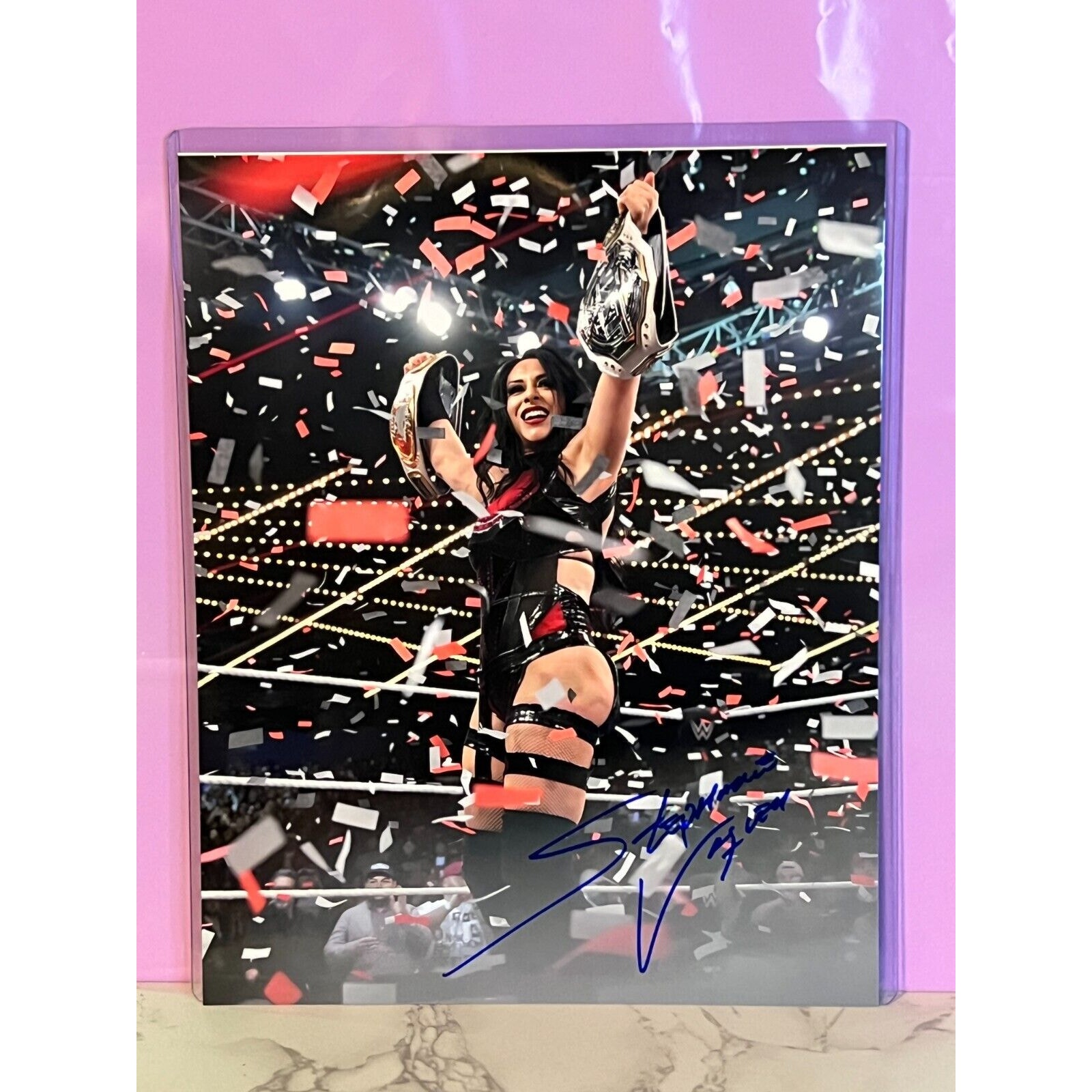 Stephanie Vaquer Full Signature Glossy W/BOTH TITLES Signed Autograph 8x10 Fetti