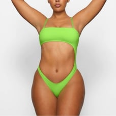 Skims recycled swim strapless monokini in neon green swimsuit one piece XL