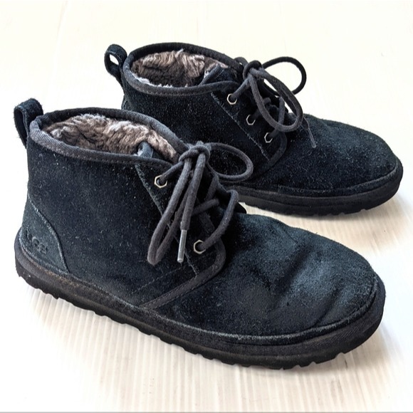 UGG Neumel Black Suede Leather Chukka Ankle Boots