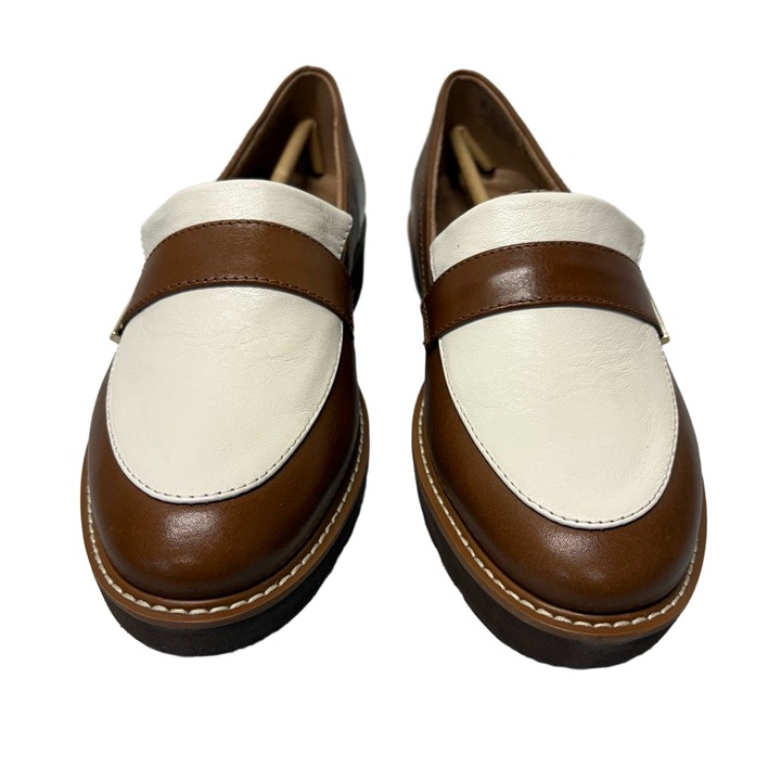 Naturalizer Adiline Loafer Womens 9M White Tea Brown Slip On Comfort Shoes