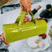 Vintage Green Faux Crocodile Water Wine Liquor Bottle Tote Bag Patent Leather