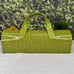 Vintage Green Faux Crocodile Water Wine Liquor Bottle Tote Bag Patent Leather