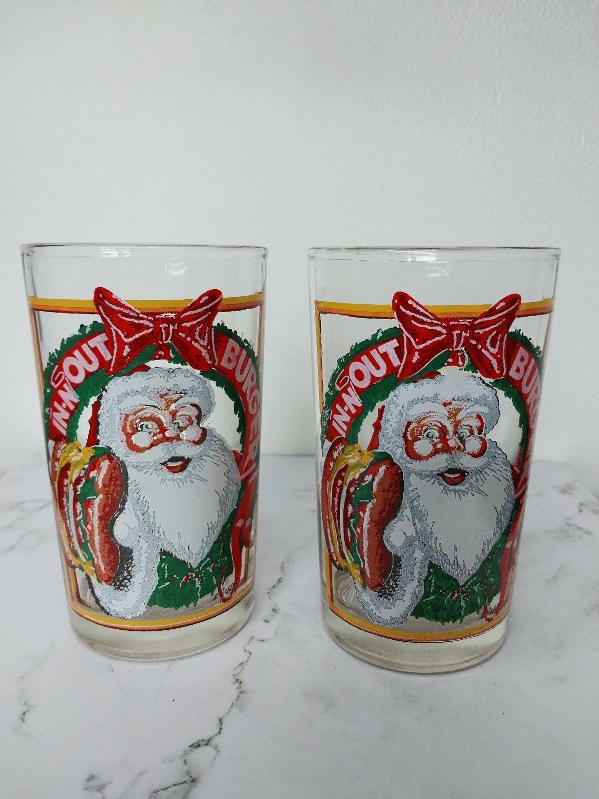 IN-N OUT BURGER Glasses (2 glasses) 1980 Vintage Glassware