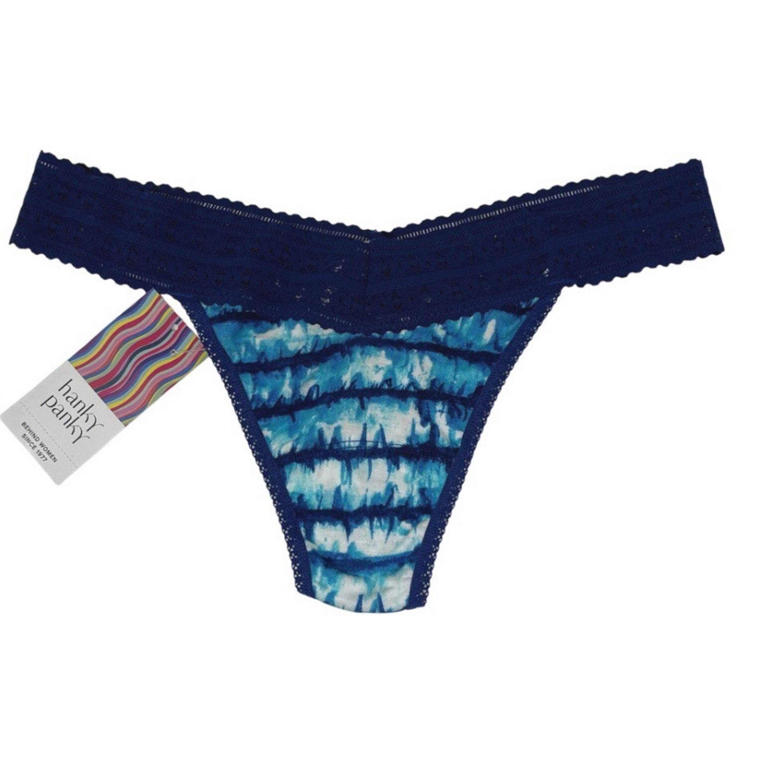 Hanky Panky Dream Thong Panty One Size Indigo Stripe Original Rise NEW
