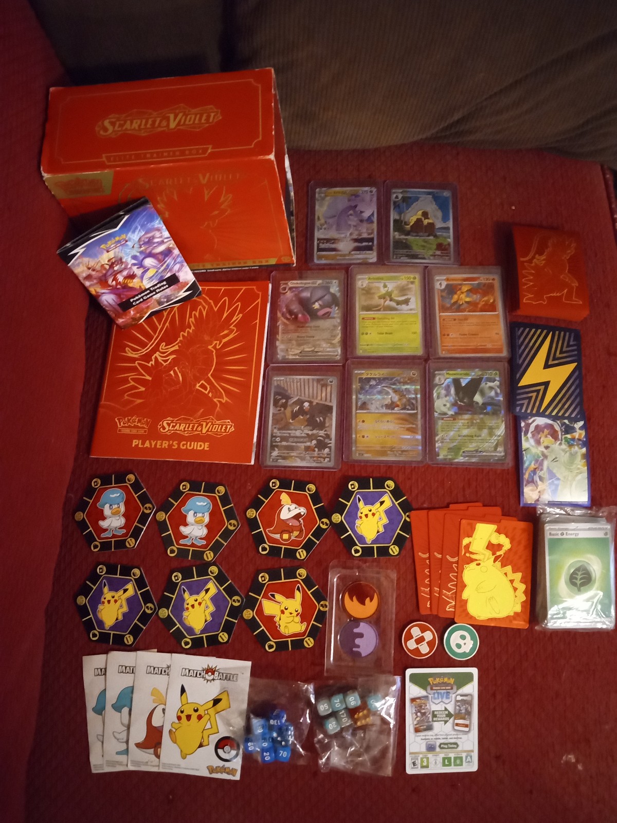 Lot of Pokemon 8 Holo Cards, 51 Card Sleeves, 7 Flip Coins and More GREAT DEAL