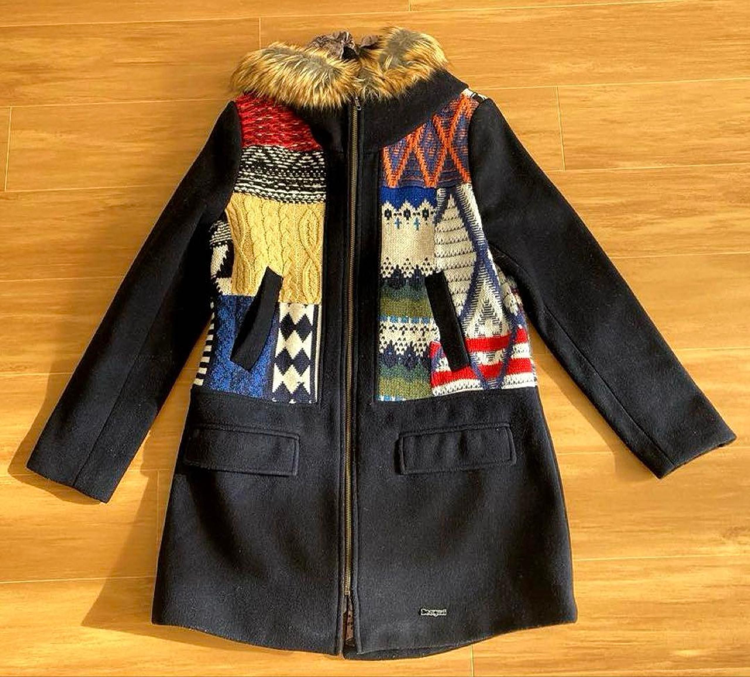 Coat with Hood, Navy, Size XL - Desigual