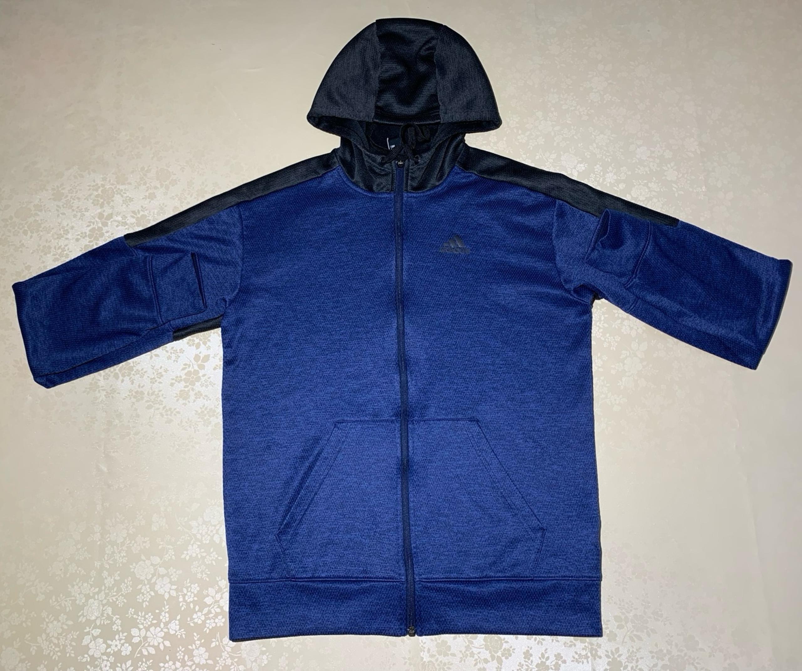 Adidas Full Zip Hoodie Jacket Climawarm Blue Black Mens Size Small