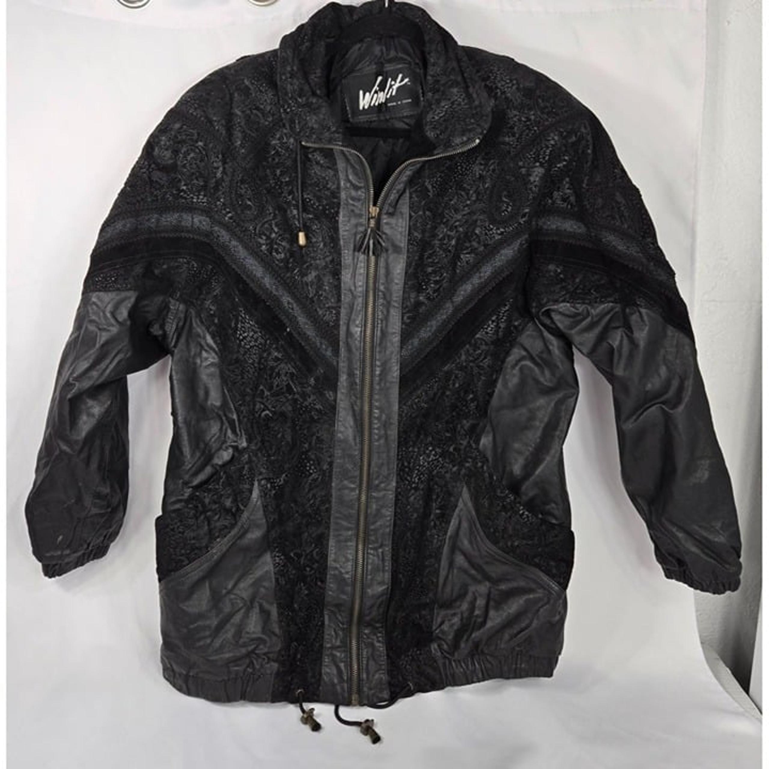Vintage Winlit Genuine Leather Jacket With Nylon Lining & Taffeta Details Size L