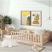 Twin Montessori Floor Bed With Slats And Fence, Solid Wood Floor Bed Frame