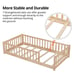 Twin Montessori Floor Bed With Slats And Fence, Solid Wood Floor Bed Frame