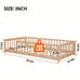 Twin Montessori Floor Bed With Slats And Fence, Solid Wood Floor Bed Frame
