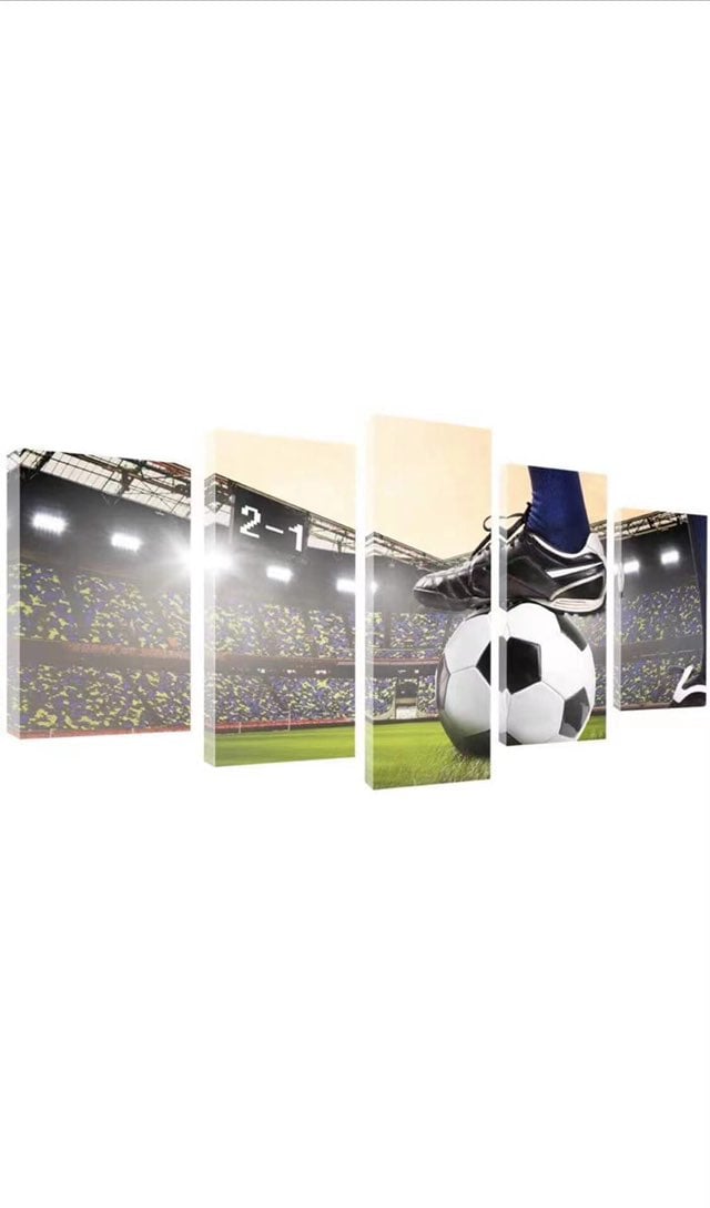 Soccer Match Canvas Wall Art for Kids' Room Wall Decor Artwork Football Course W