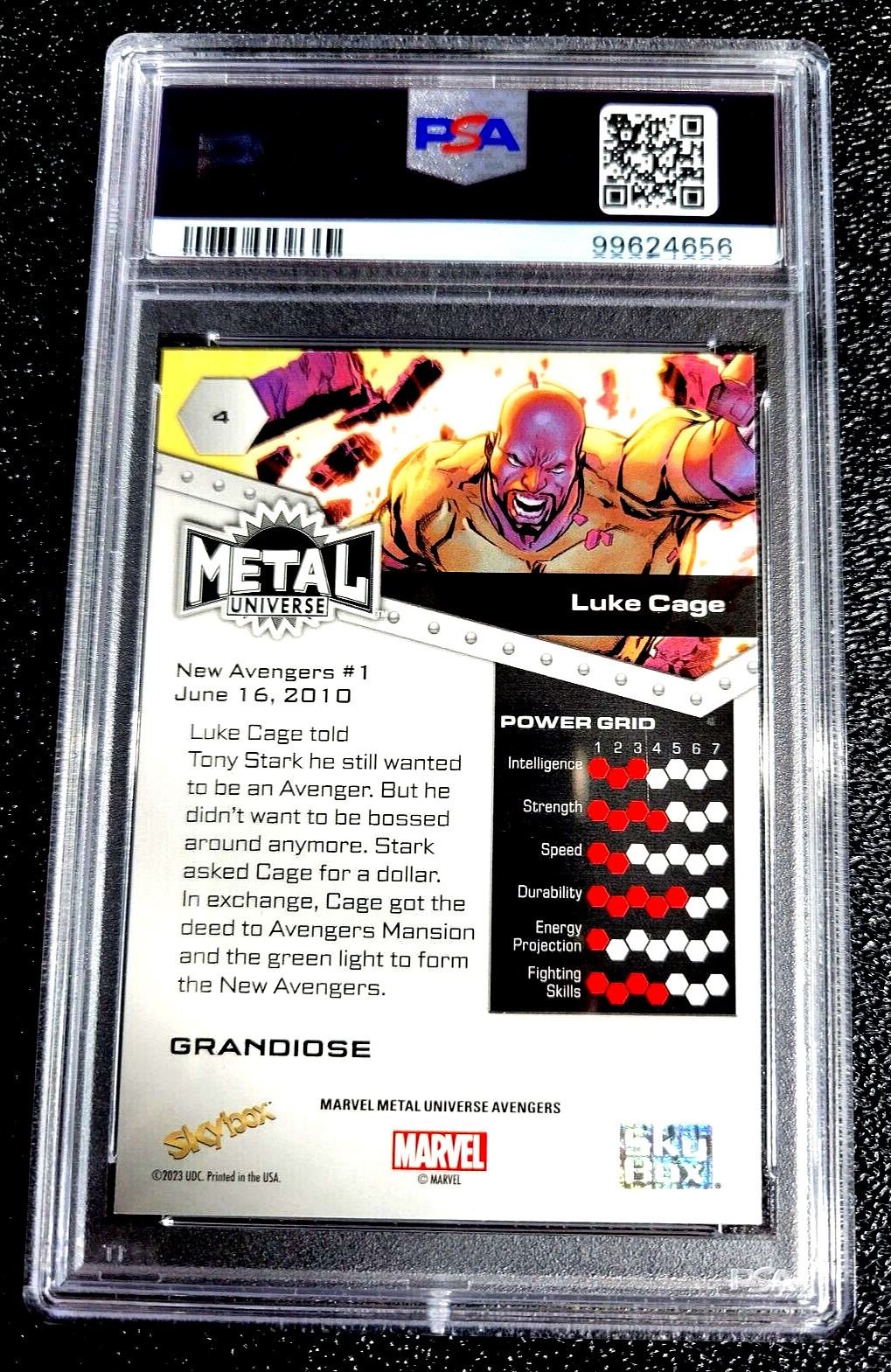 PSA 9 MINT 2024 LUKE CAGE MARVEL UNIVERSE GRANDIOSE SKYBOX G5748