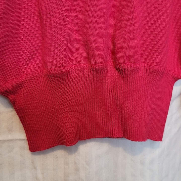 Vintage Ski Sweater Pullover Turtleneck Meister Raspberry Pink Gold Studs Size M