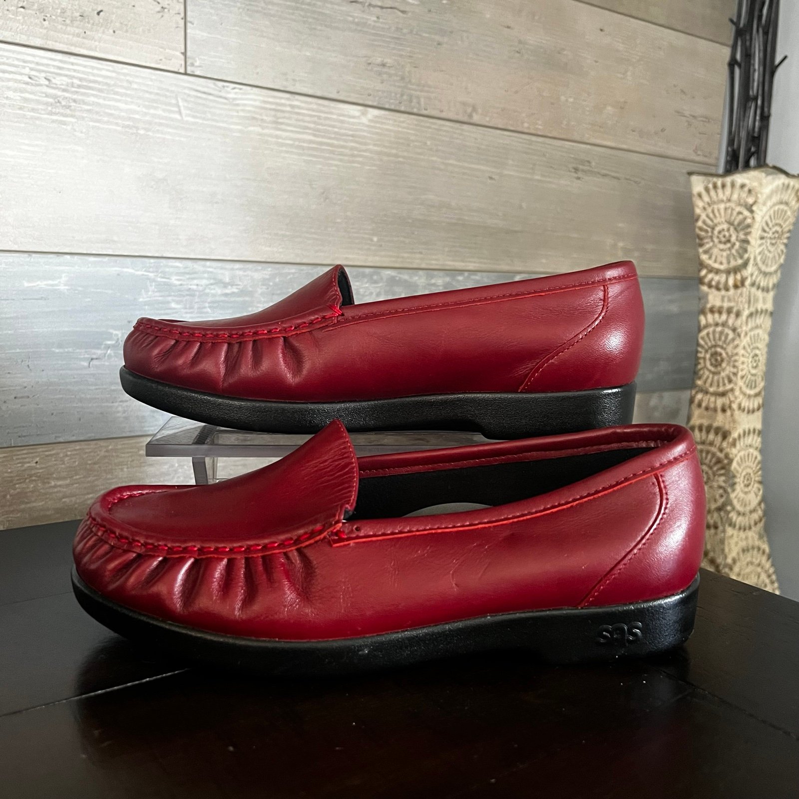 SAS Premium Comfort Shoes Red Loafers Size 6.5