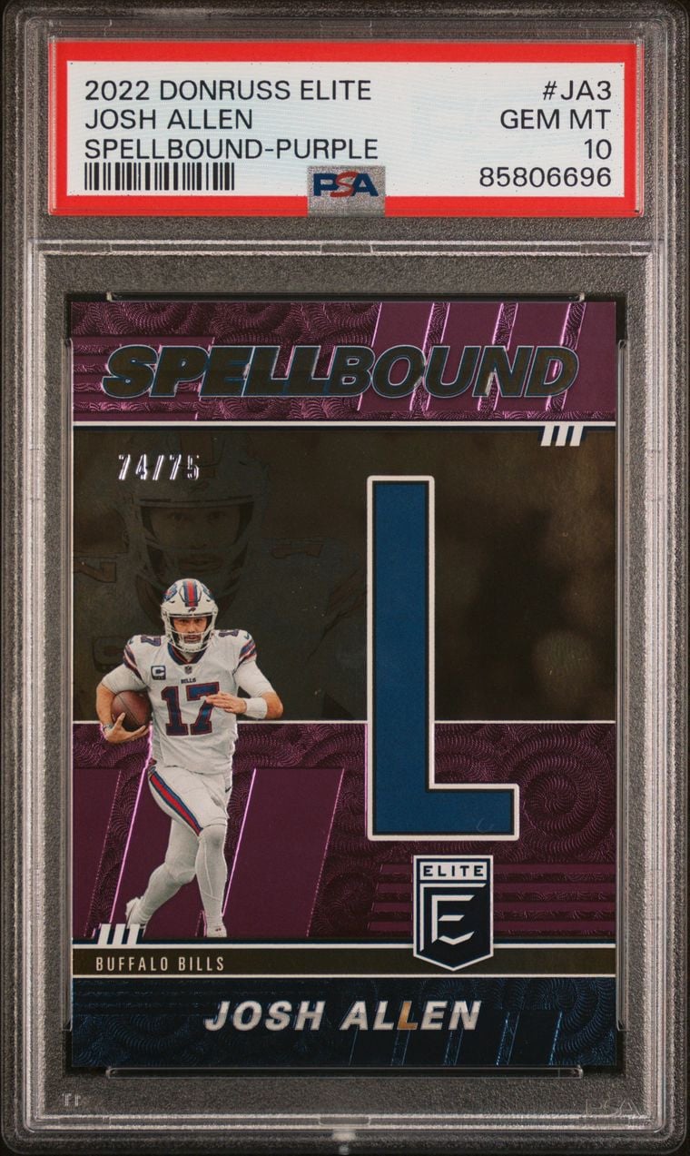 2022 Panini Donruss Elite Spellbound Purple /75 Josh Allen #SB-JA3 PSA 10 GEM MT