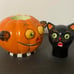Halloween Cat and Pumpkin Salt and Pepper Shakers