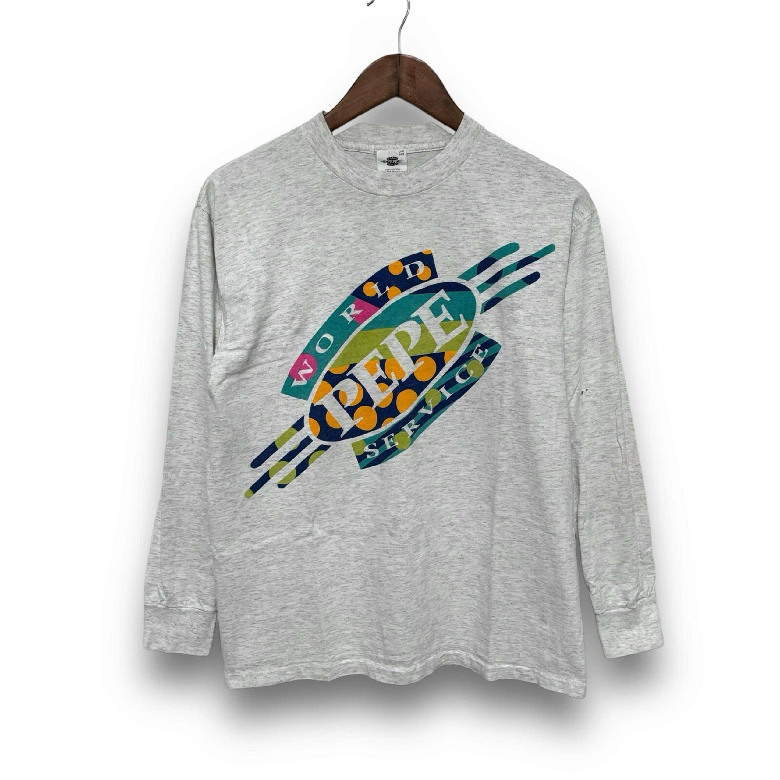 Vintage Pepe World Services Youth Boys Long Sleeve Shirt One Size 19.5 x 25.5