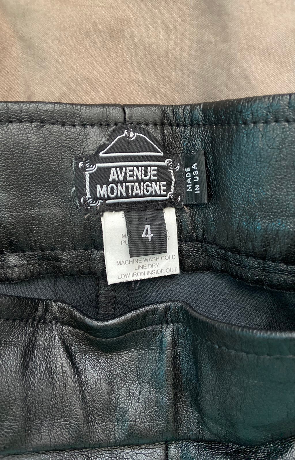 AVENUE MONTAIGNE LEATHER LEGGINGS SIZE 4