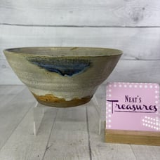 Marx 01 Pottery Rustic Muti Color Silver Blue Highlights Farmhouse Serving Bowl