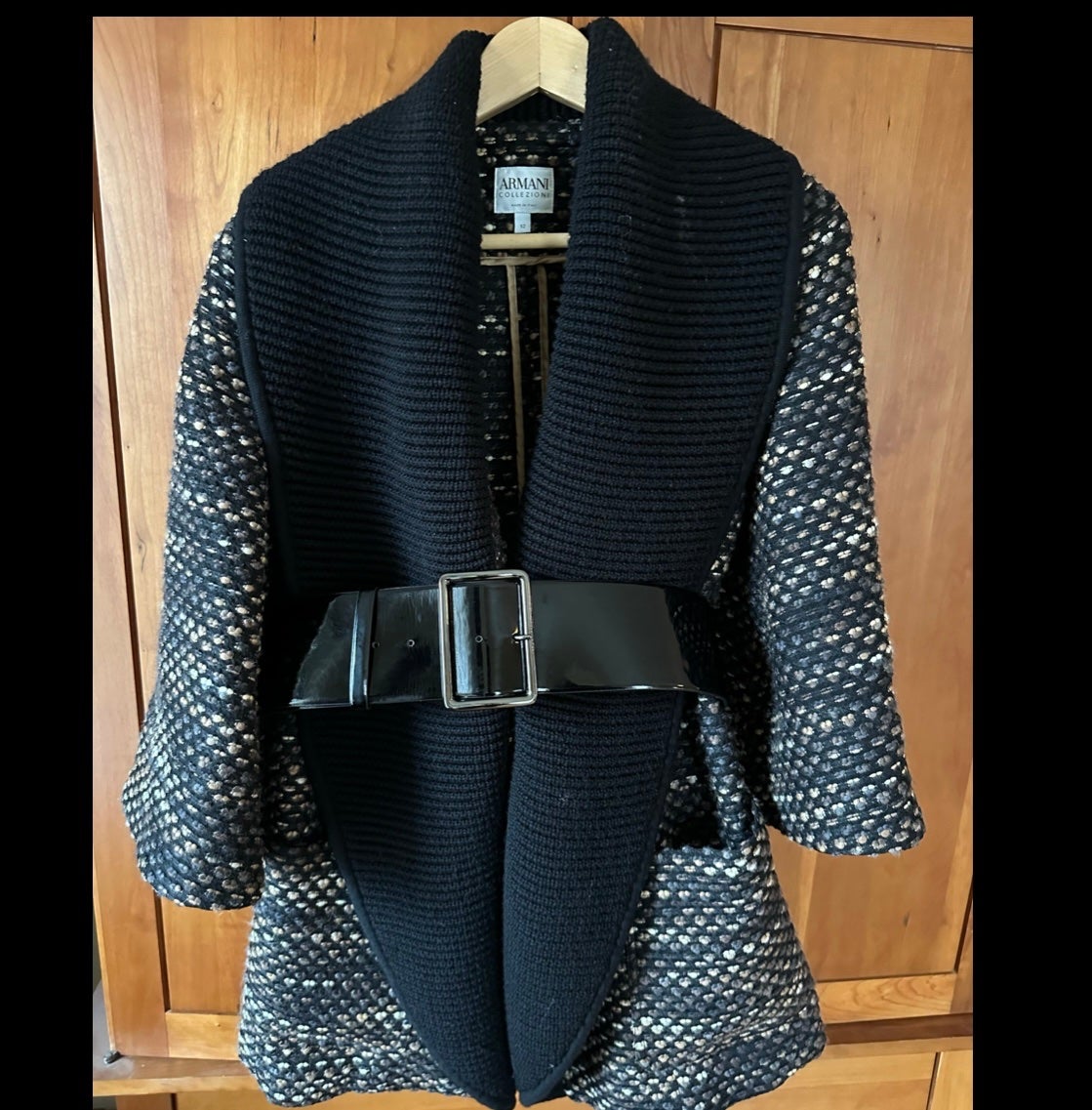Armani Collezioni Women’s Size 12 Belted Tweed Jacket with Matching Scarf