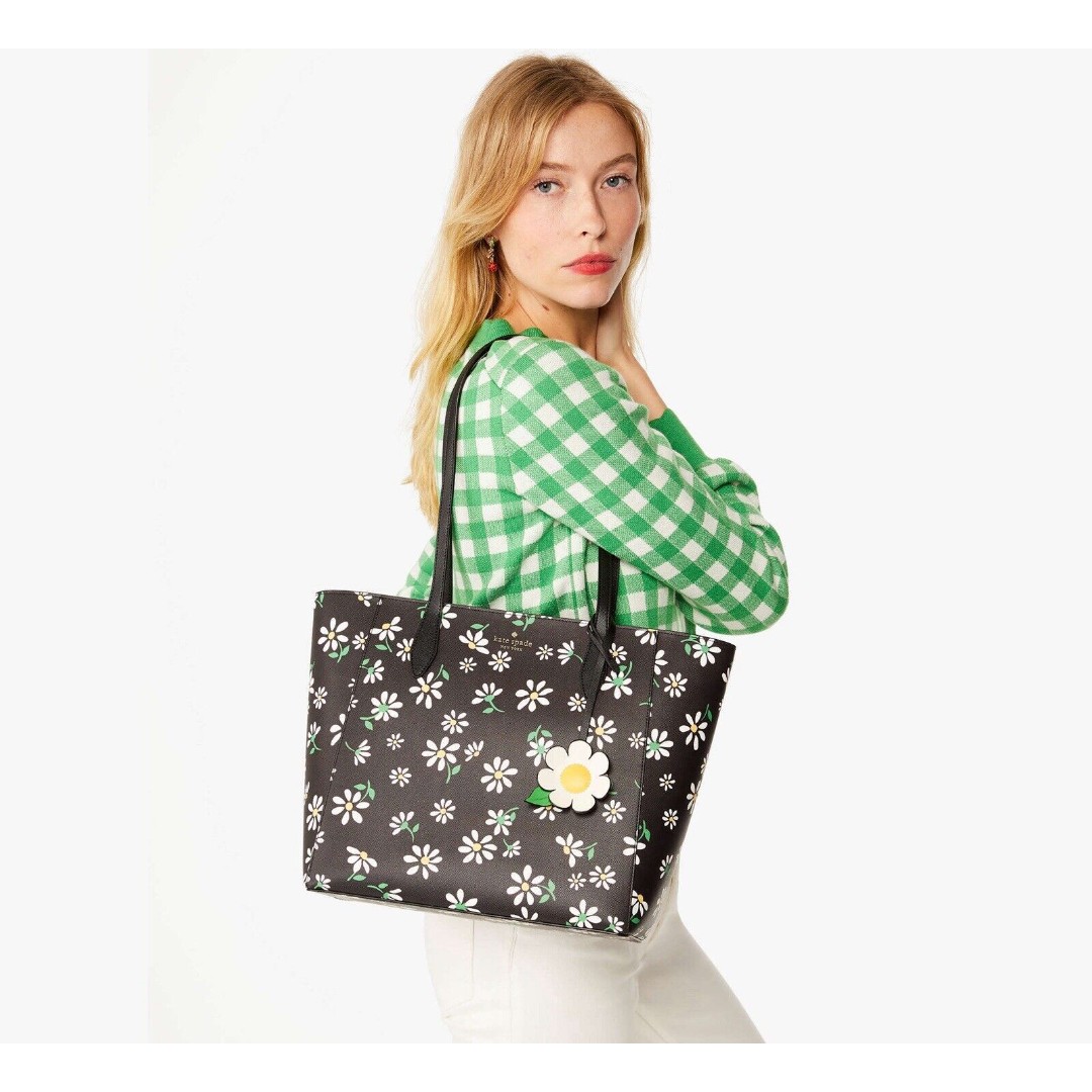 New Kate Spade Daises Tote Laptop Bag Black Multi
