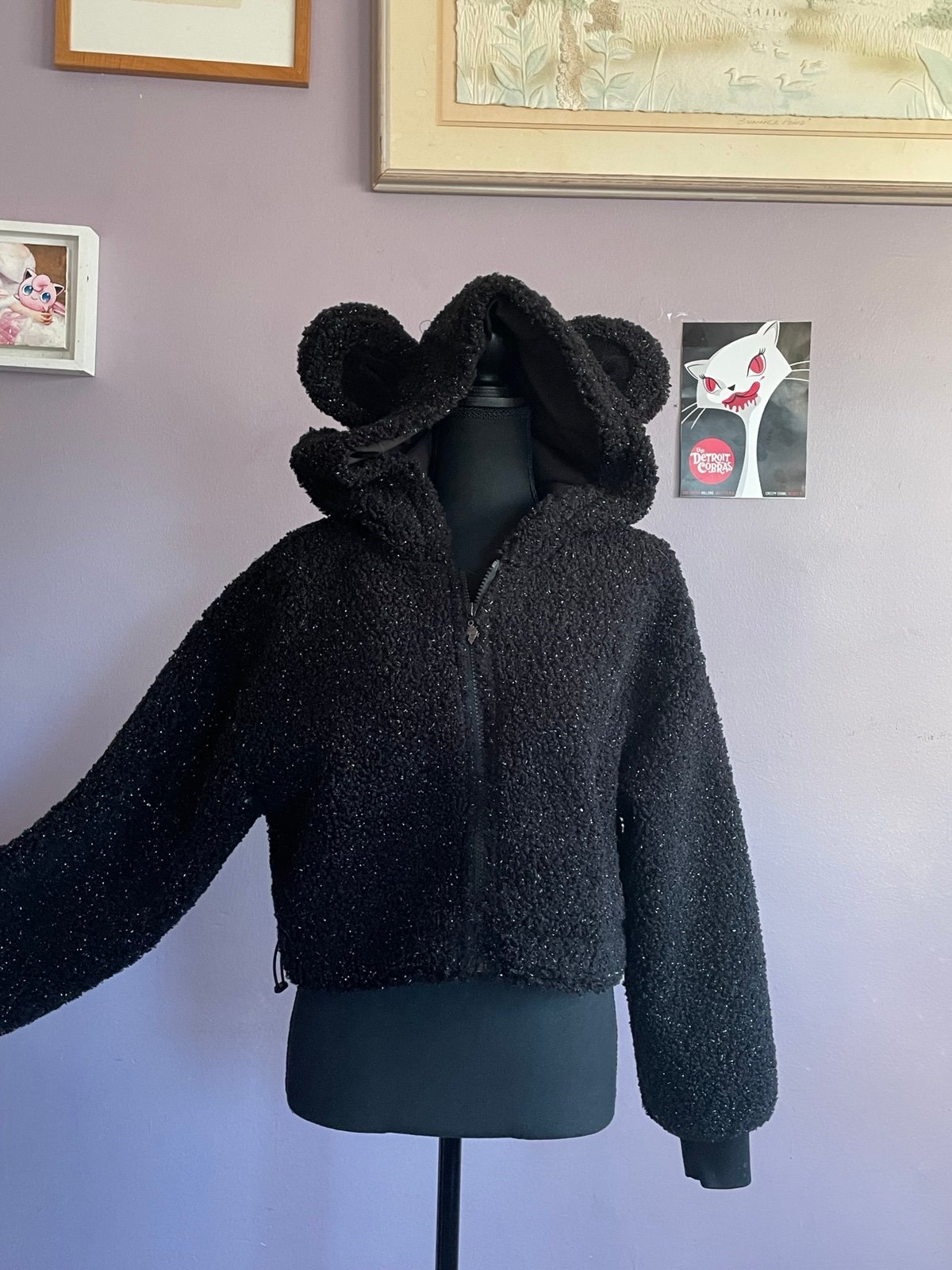 Punk rave bear hooded cropped jacket