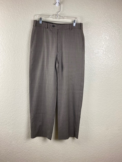 Austin Reed Men's Brown Wool Blend Plaid Slacks Sz 33