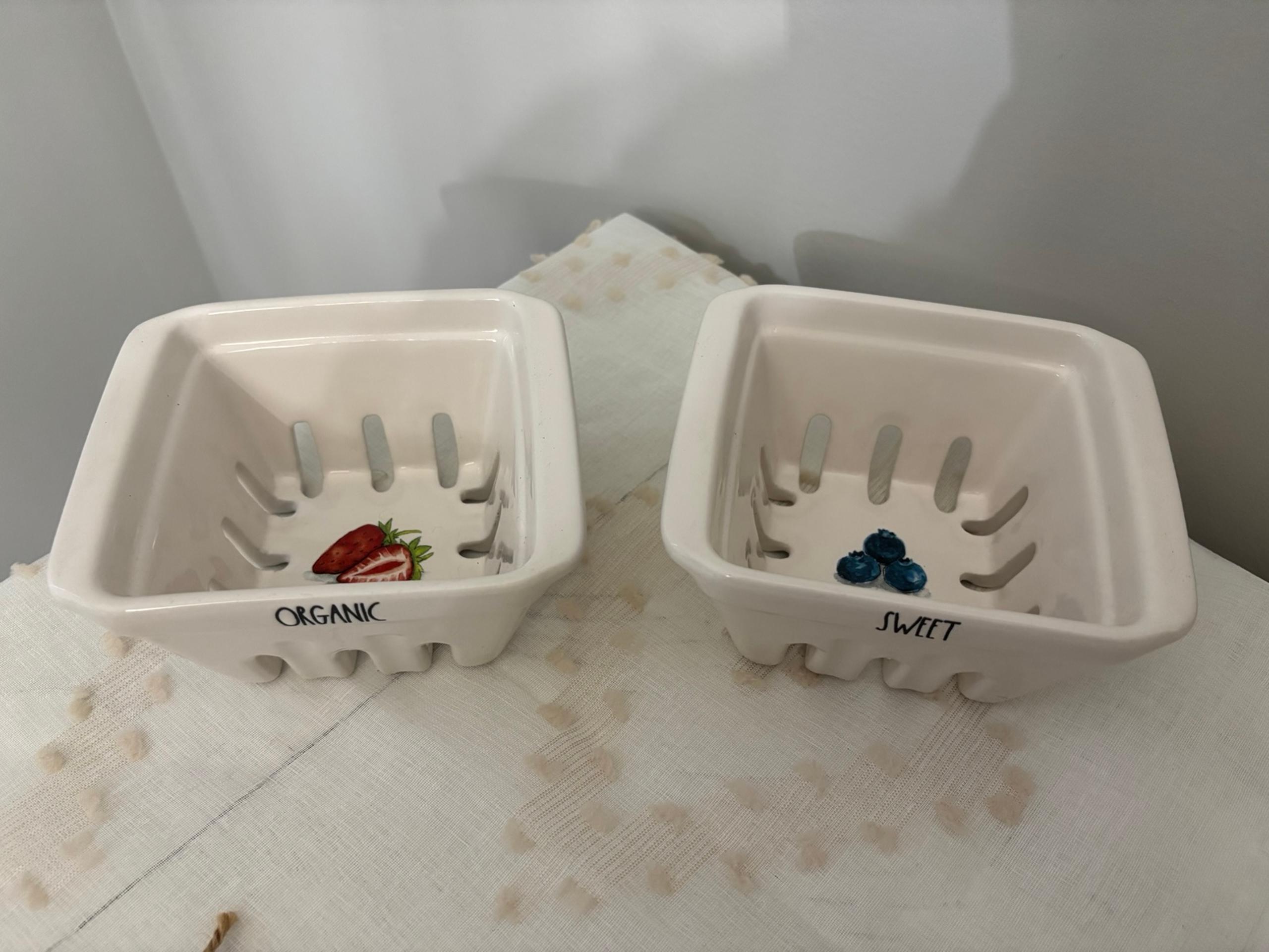 Strawberry and Blueberry fruit baskets - Rae Dunn
