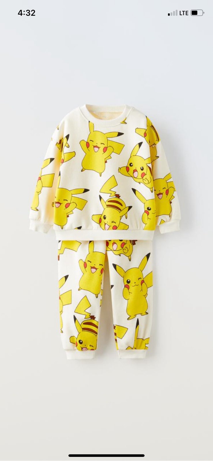 Zara kids PLUSH PIKACHU POKÉMON TM SWEATSHIRT AND PANTS MATCHING SET
