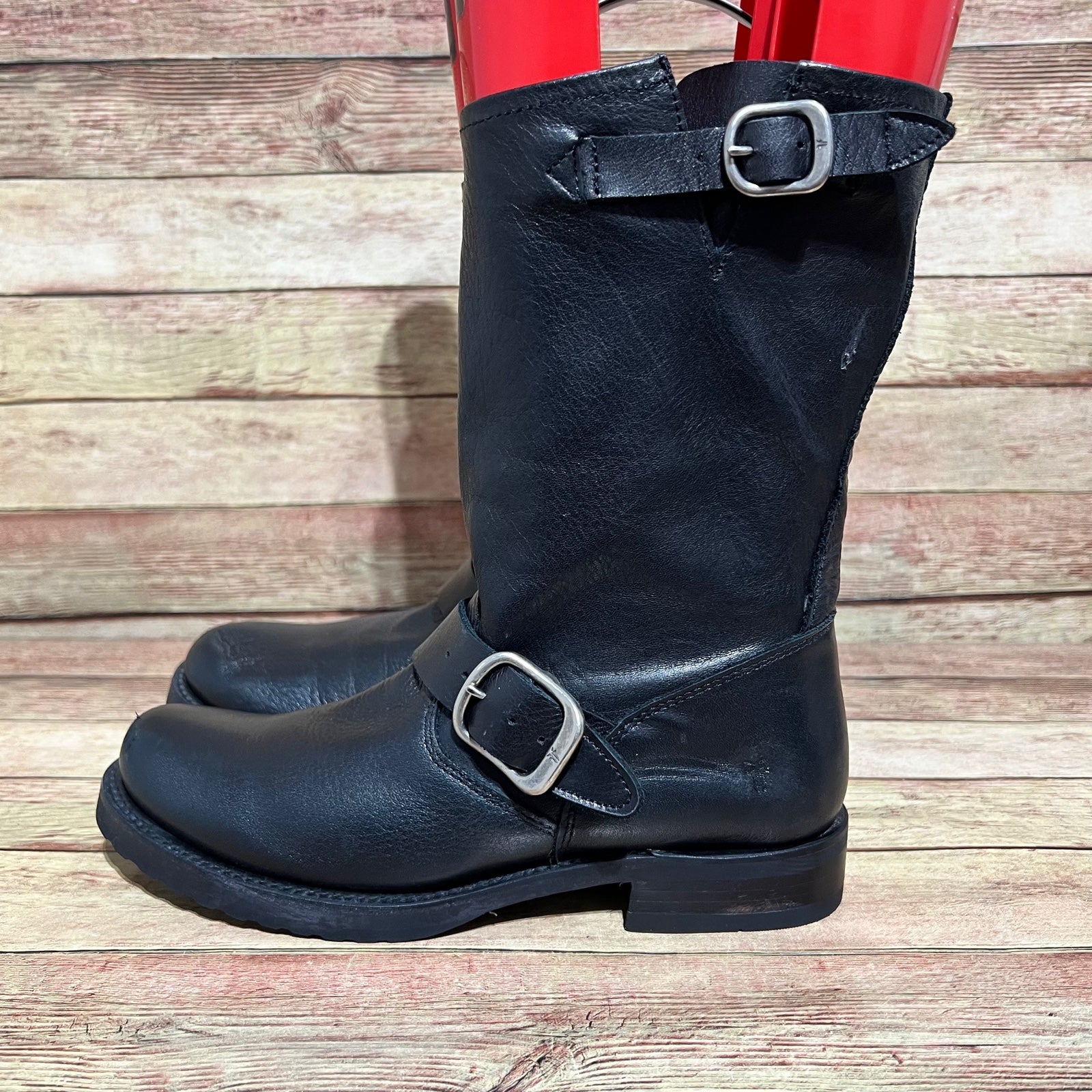 Frye Black Leather Veronica Short Leather Boots