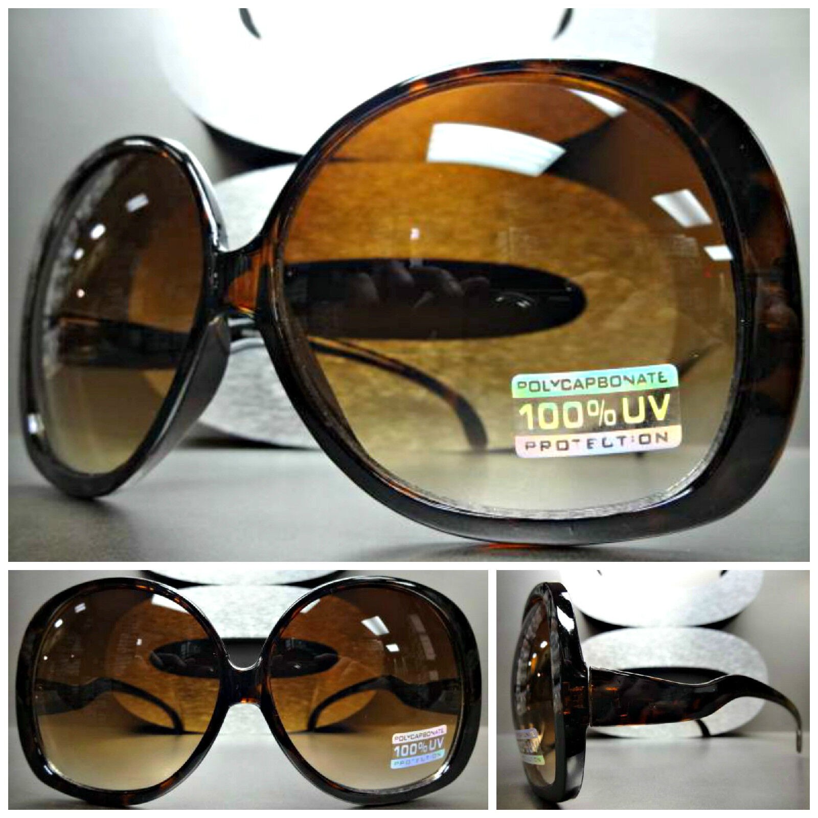OVERSIZE EXAGGERATED VINTAGE RETRO Style SUN GLASSES XL Big Round Tortoise Frame