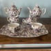 Victorias garden purple flowers tea set (RARE VINTAGE) 9 peice set