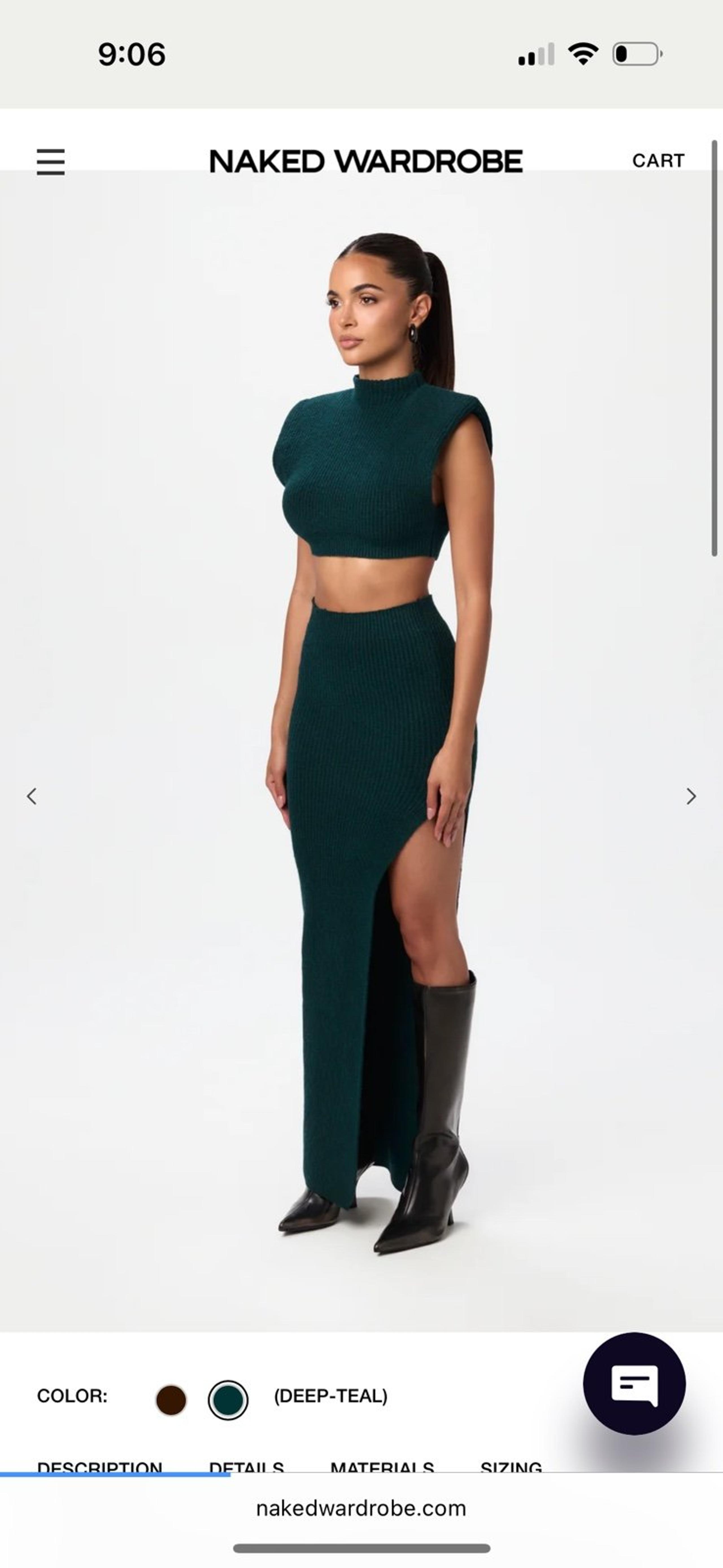 NWT KNIT SWEATER HIGH SLIT MAXI SKIRT 
DEEP TEAL / M Naked Wardrobe