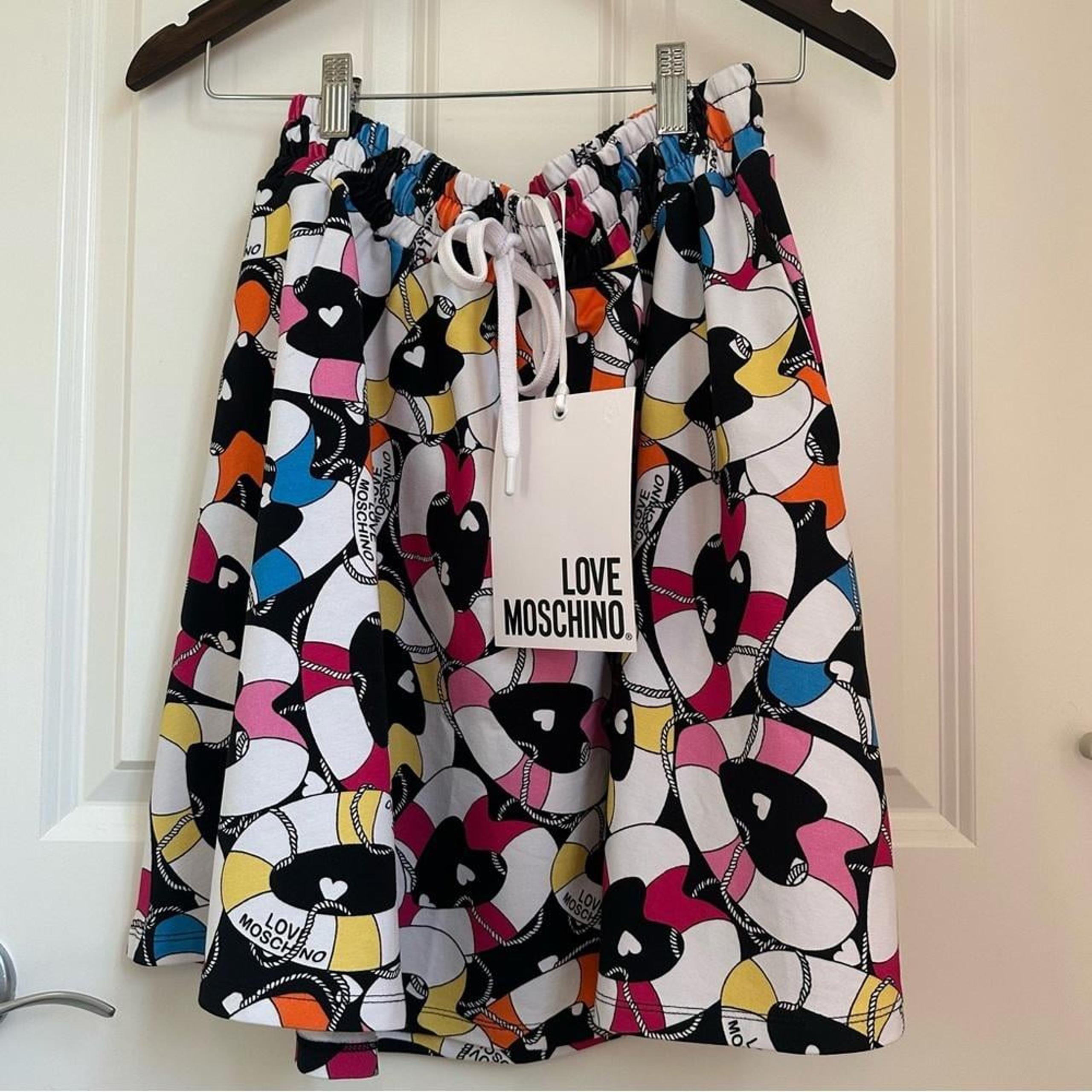 NWT LOVE MOSCHINO Printed Cotton-end Jersey Mini Skirt. US4