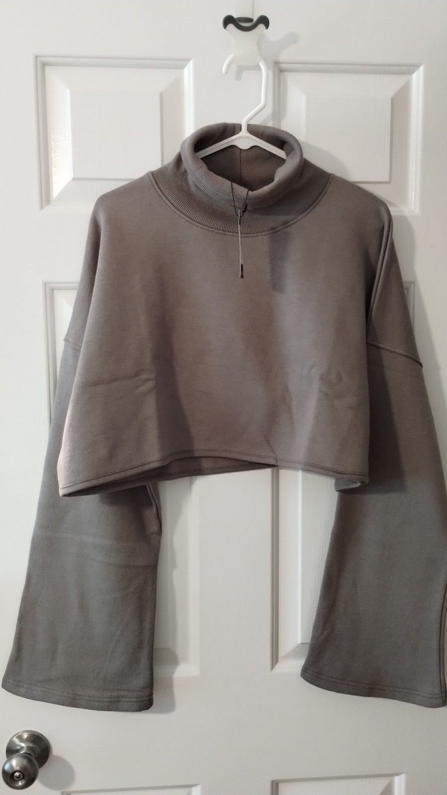 PrettyLittleThing Charcoal High Neck Long Sleeve Cropped Jumper