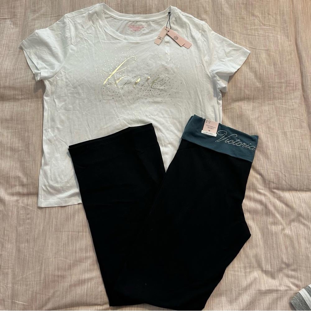 Victorias Secret T-shirt and foldover bootcut leggings set