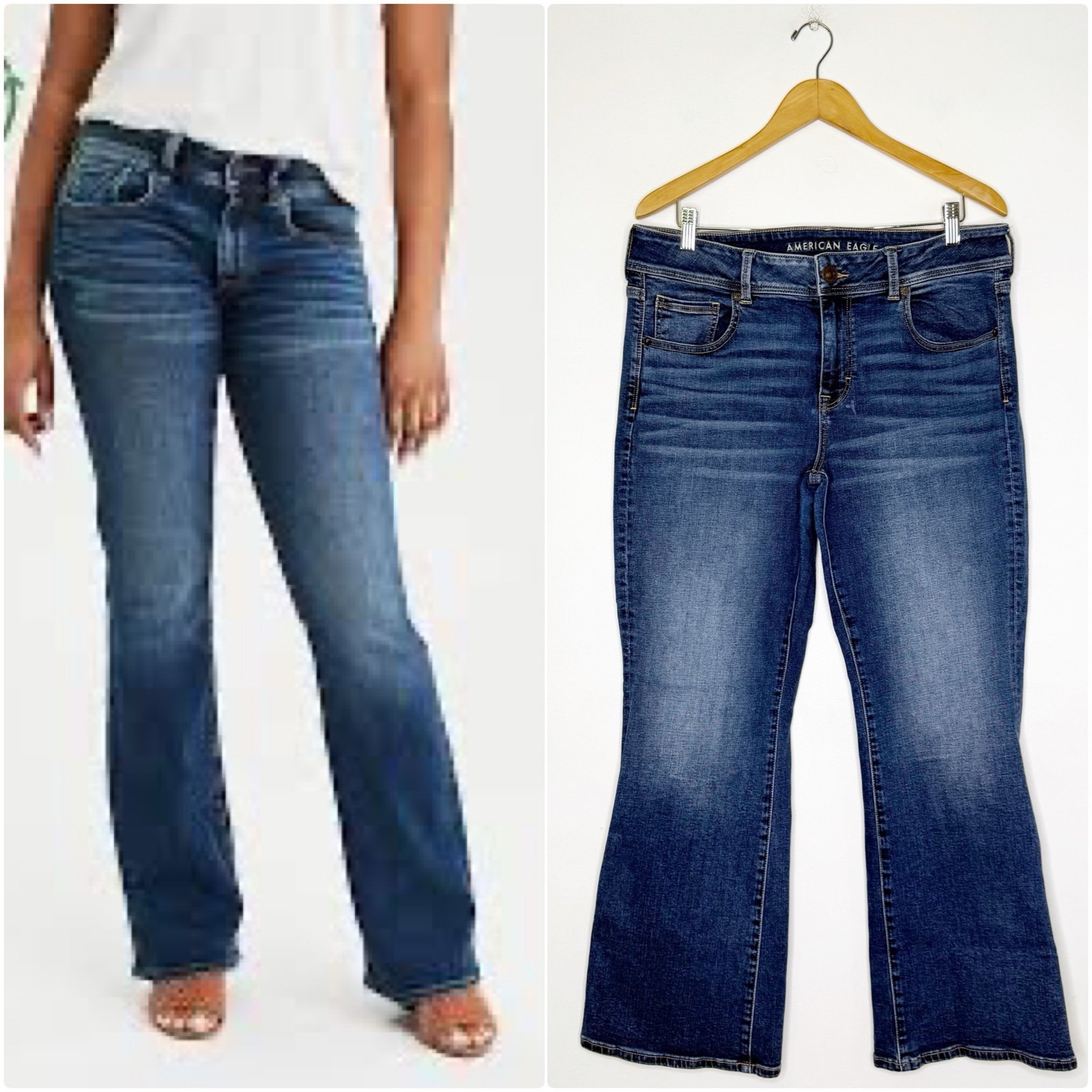 American Eagle Kick Boot Denim Jeans Size 16 Short Super Stretch