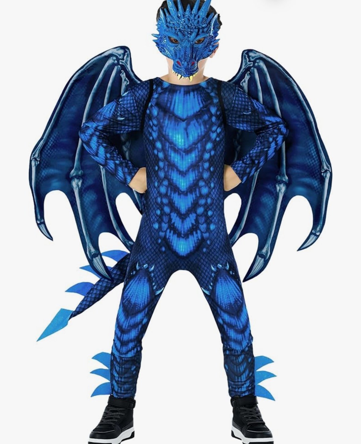 Morph Blue Dragon Costume for Kids, Dragon Wing Costume for Boys Halloween Small