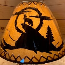 Rustic Oiled Kraft Laced Coyote Lamp Shade - 16