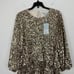 Antonio Melani Angel Sequin Mini Dress Ruffle Gold Long Sleeve Party US 4 NWT